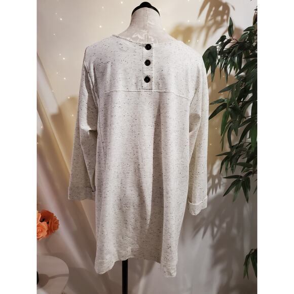J Jill Womens Button Back Speckled 3/4 Sleeve Cuffed Knit Tunic Top Plus Size 2X - Picture 1 of 10